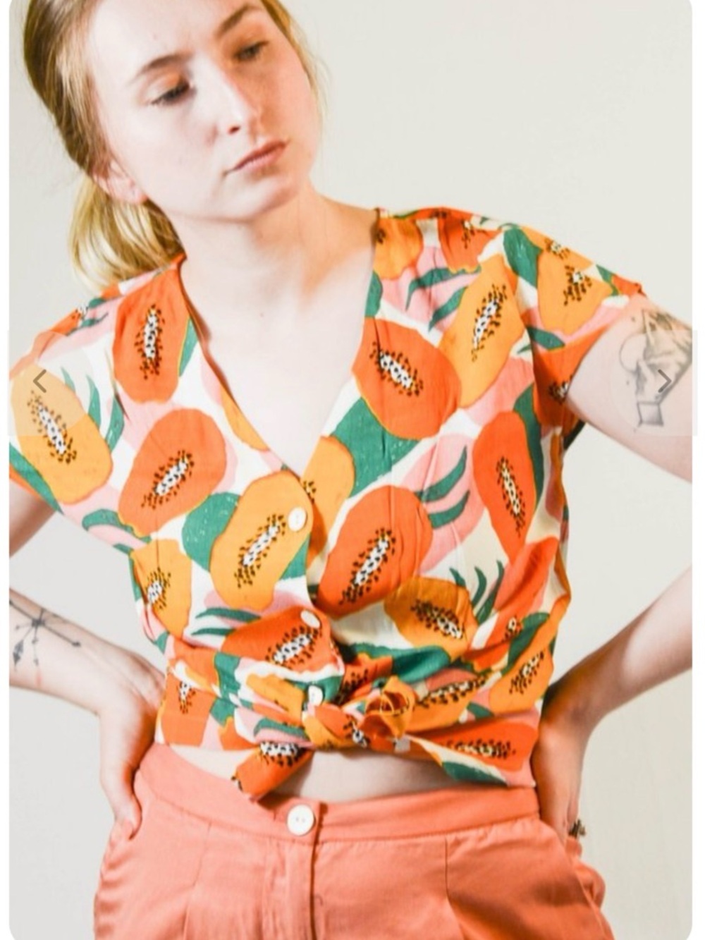 Nice Things Paloma Papaya Blouse Size Small